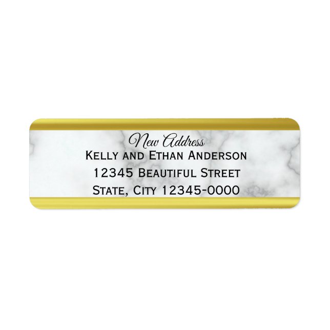 Elegant Faux Marble New Address Moving Announcemen (Front)