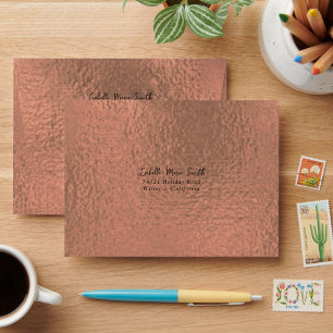Elegant Faux Metallic Brown Design Wedding  Envelope