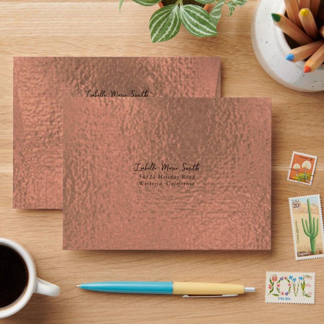Elegant Faux Metallic Brown Design Wedding  Envelope (Creator Uploaded)