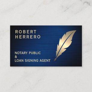 Elegant faux metallic feather cover business card