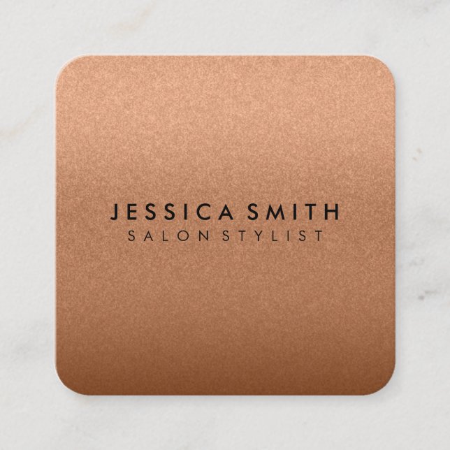 Elegant Faux Metallic Glitter and Black Square Business Card (Front)