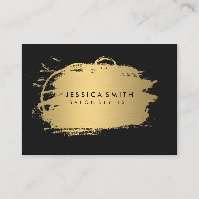 Elegant Faux Metallic Gold and Black Business Card (Front)