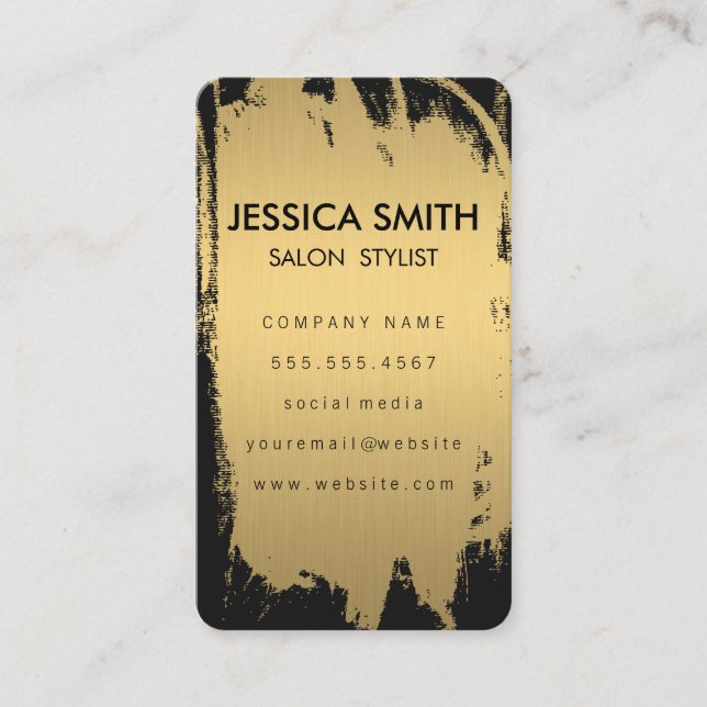 Elegant Faux Metallic Gold and Black Business Card (Front)
