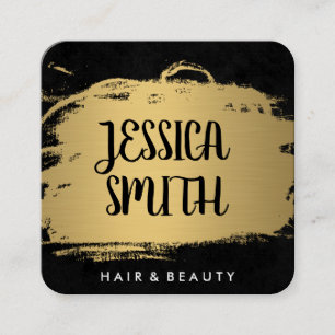 Elegant Faux Metallic Gold and Black Square Business Card