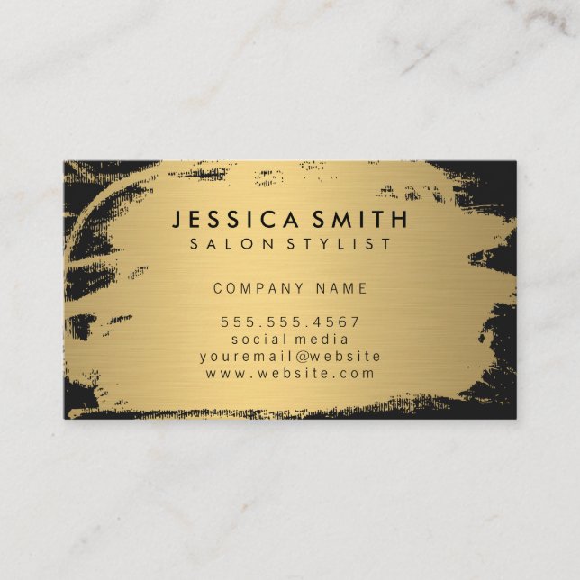 Elegant Faux Metallic Gold Brushed Business Card (Front)