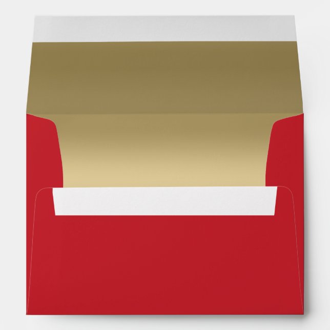Elegant Faux Metallic Gold Quilted Red Leather Envelopes (Back (Bottom))