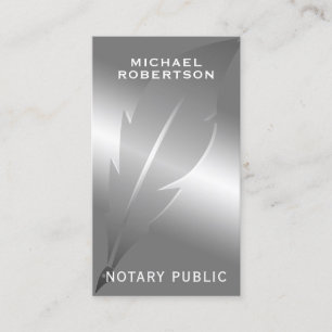 Elegant faux metallic ink pen feather  business card