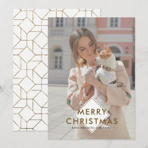 Elegant Faux Metallic Merry Christmas Photo Holiday Card