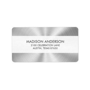 Elegant Faux Metallic Shiny Silver Label