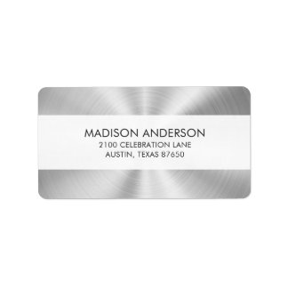 Elegant Faux Metallic Shiny Silver Label