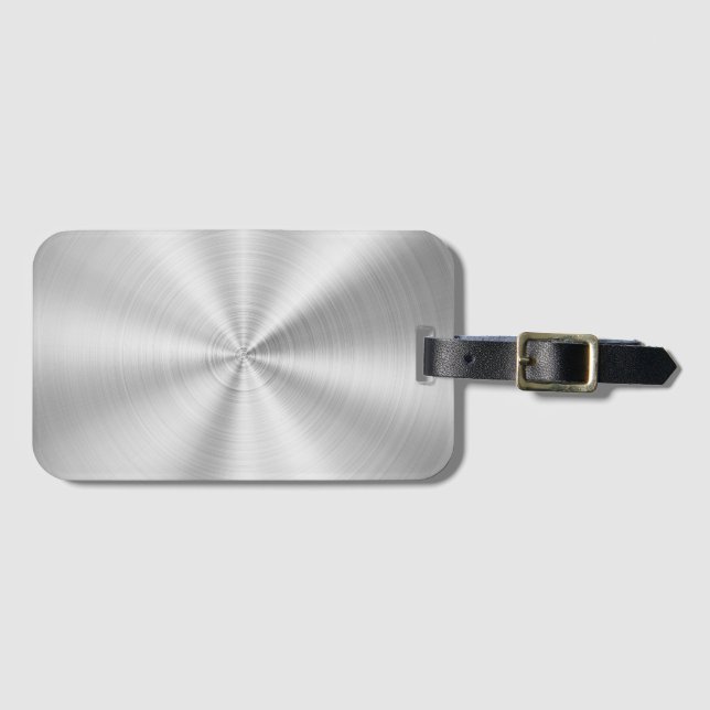 Elegant Faux Metallic Shiny Silver Luggage Tag (Front Horizontal)