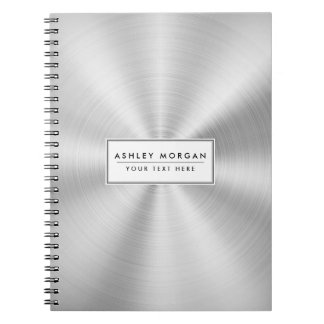Elegant Faux Metallic Shiny Silver Notebook