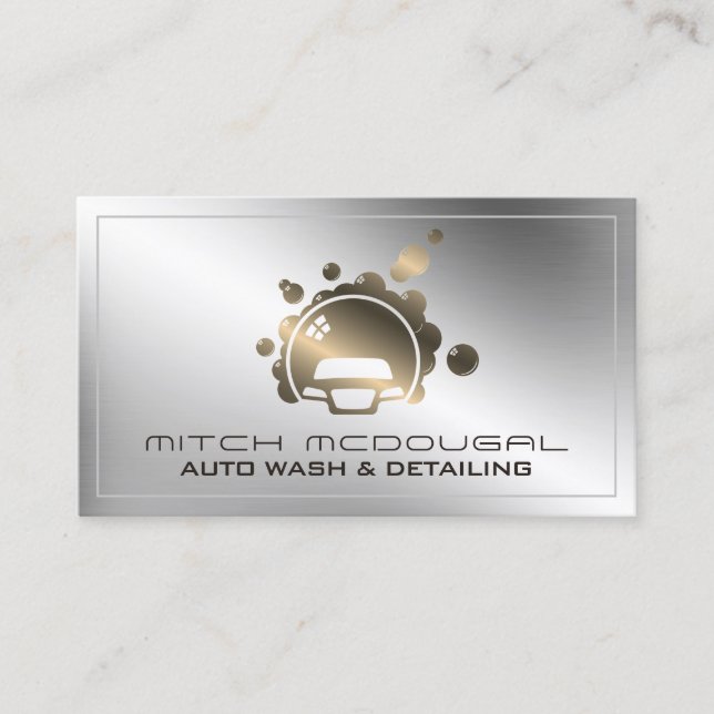 Elegant faux metallic silver and gold  business card (Front)