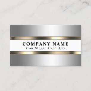 Elegant faux metallic silver and gold business card