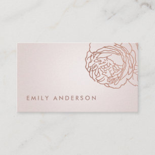 ELEGANT FAUX PEARL BLUSH PINK ROSE GOLD FLORAL BUSINESS CARD