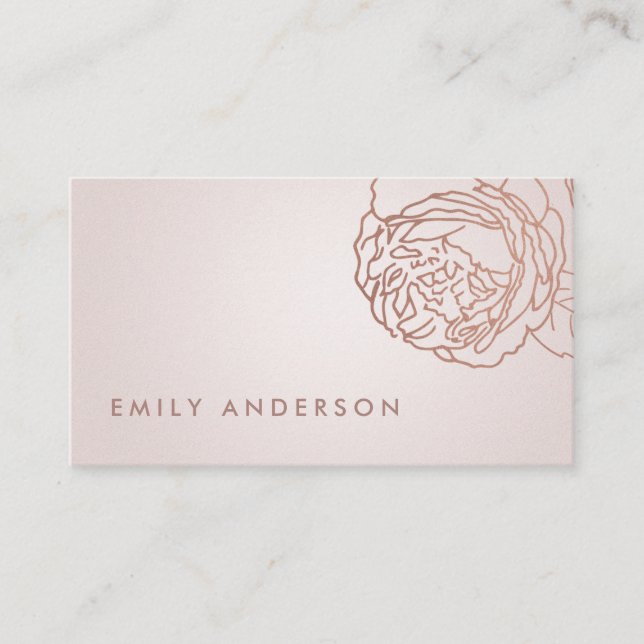 ELEGANT FAUX PEARL BLUSH PINK ROSE GOLD FLORAL BUSINESS CARD (Front)