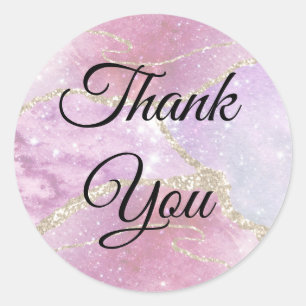 Elegant Faux Pearlescent Effect Thank you Classic Round Sticker
