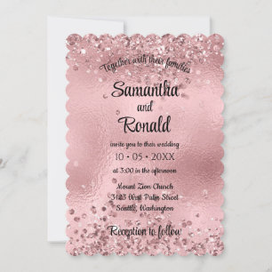 Elegant Faux Pink Glitter and Foil Wedding  Invitation