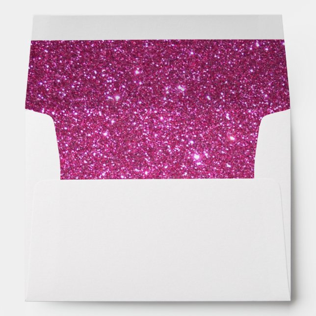 Elegant Faux Pink Glitter Return Address Envelope (Back (Bottom))