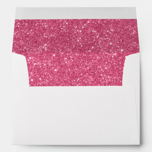Elegant Faux Pink Glitter Return Address Envelope (Back (Bottom))