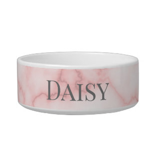 Elegant Faux PInk Marble with Pet Name Template Bowl