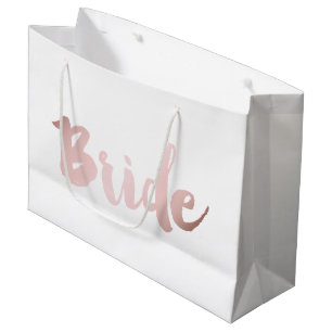 elegant faux pink rose gold "bride" large gift bag