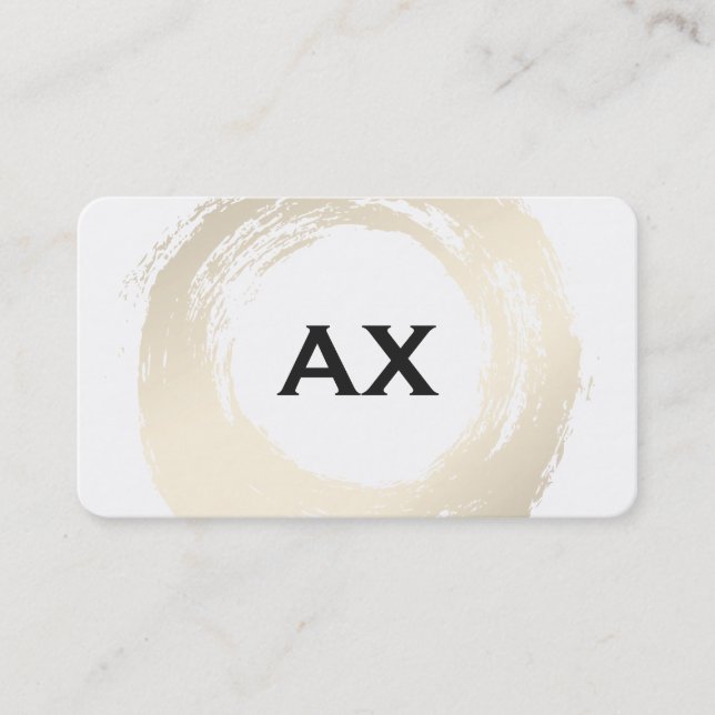 Elegant Faux Platinum Brushed Fancy Monogram Business Card (Front)