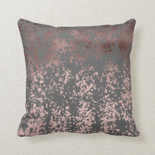 elegant faux rose gold and grey brushstrokes cushion