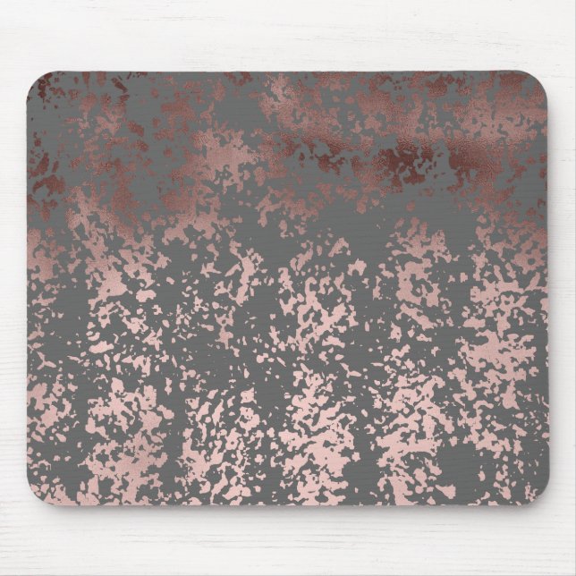 elegant faux rose gold and grey brushstrokes mouse mat (Front)