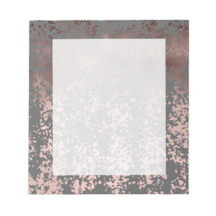 elegant faux rose gold and grey brushstrokes notepad