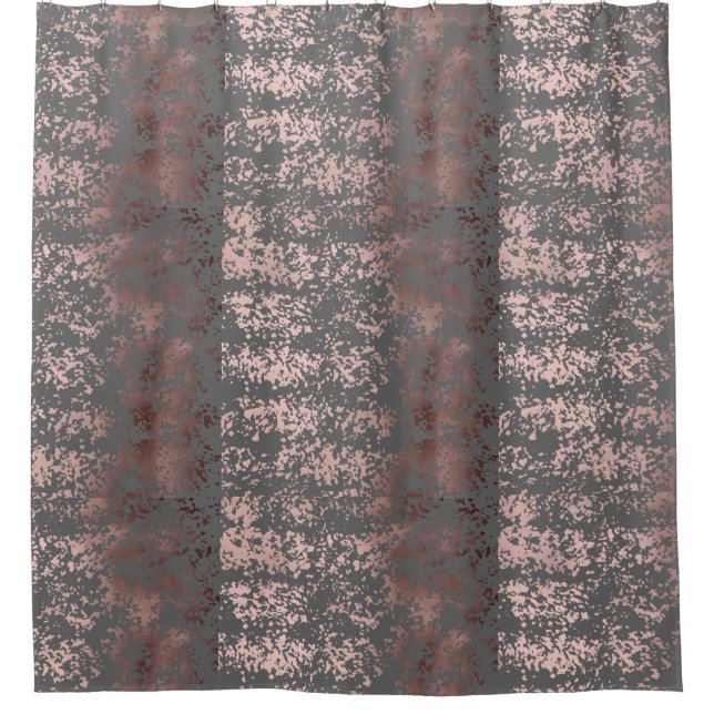 elegant faux rose gold and grey brushstrokes shower curtain (Front)