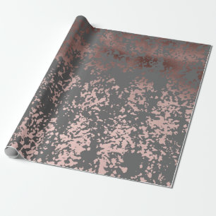 elegant faux rose gold and grey brushstrokes wrapping paper