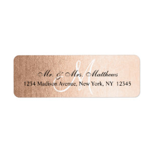 Elegant Faux Rose Gold Black Monogram Wedding