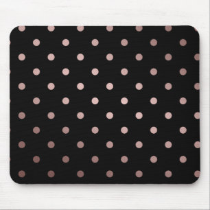 elegant faux rose gold black polka dots mouse mat