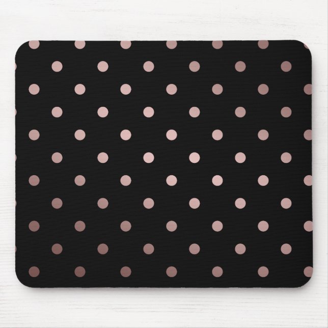 elegant faux rose gold black polka dots mouse mat (Front)