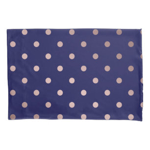 elegant faux rose gold blue polka dots pillowcase
