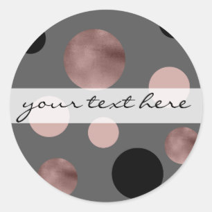 elegant faux rose gold blush pink black circles classic round sticker