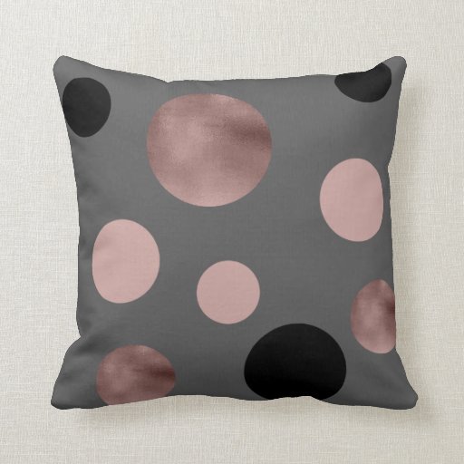Image of elegant faux rose gold blush pink black circles Cushion