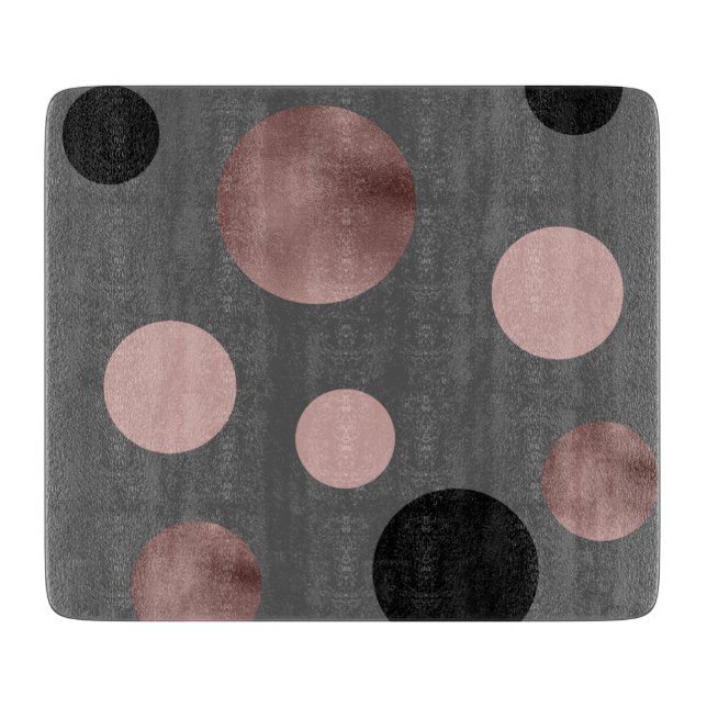 elegant faux rose gold blush pink black circles cutting board (Front)