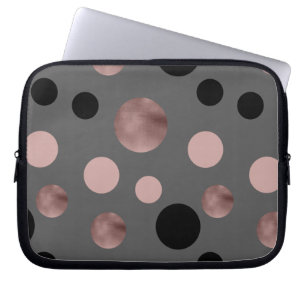 elegant faux rose gold blush pink black circles laptop sleeve