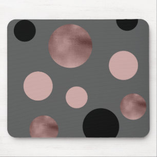 elegant faux rose gold blush pink black circles mouse mat