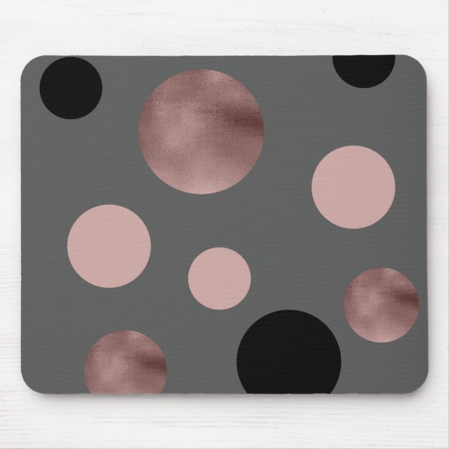 elegant faux rose gold blush pink black circles mouse mat (Front)
