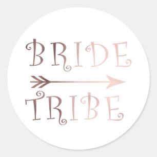 elegant faux rose gold bride tribe design classic round sticker
