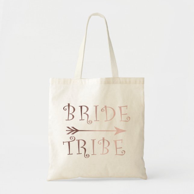 elegant faux rose gold bride tribe design tote bag (Front)