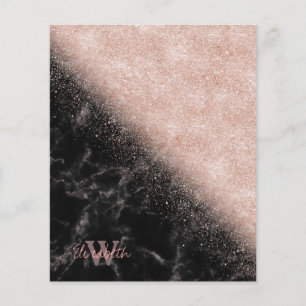 Elegant faux rose gold confetti black marble image flyer