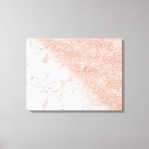 Elegant faux rose gold confetti white marble image canvas print
