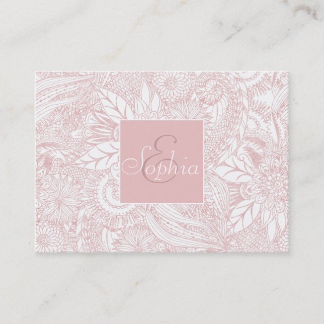 Elegant faux rose gold floral mandala design business card (Front)