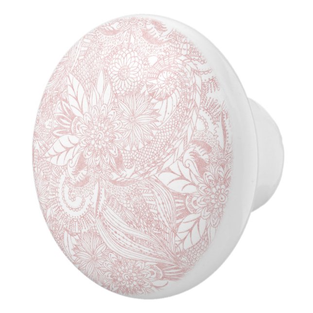 Elegant faux rose gold floral mandala design ceramic knob (Right)