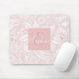 Elegant faux rose gold floral mandala design mouse mat