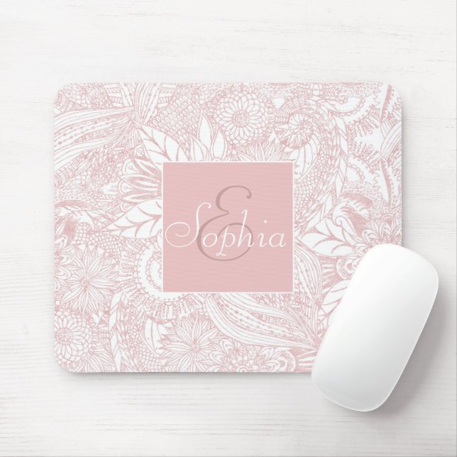 Elegant faux rose gold floral mandala design mouse mat (With Mouse)